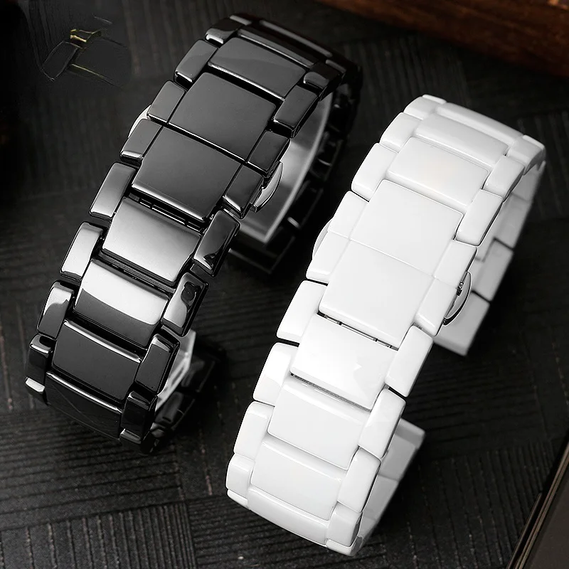 For Armani Watch Strap Ar60021 Ar1507 1508 1509 1980 Series Black Pure Ceramic Band | Watchbands