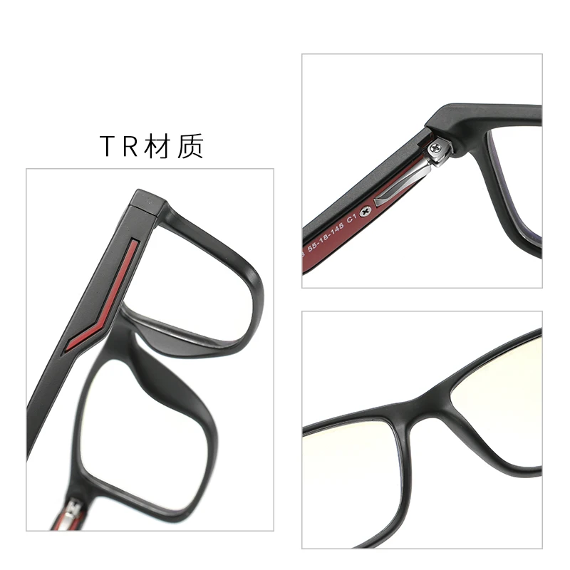 

2020 Men Anti Blue Ray Glasses TR Rectangle Frame Blue Light Blocking Computer Glasses Anti Reflect Lenses Prescription Glasses