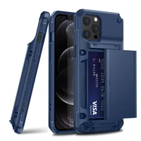 armor slide card slot case for iphone 12 pro max mini 11 pro xs max xr se2 6 6s 7 8 plus military grade wallet shockproof cover