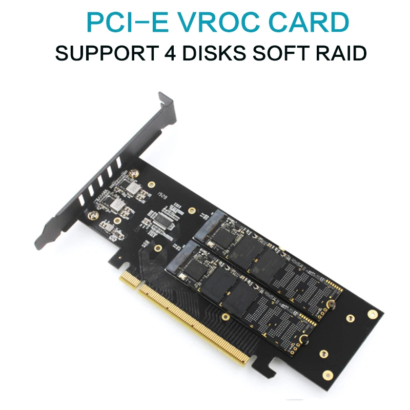 

1Pcs IHyper M.2 X16 To 4X NVME PCIE3.0 GEN3 X16 To 4*NVME Raid Card PCI-E VROC Card Raid Hyper M.2X16 M2X16 4X X4 NVME*4 Raid