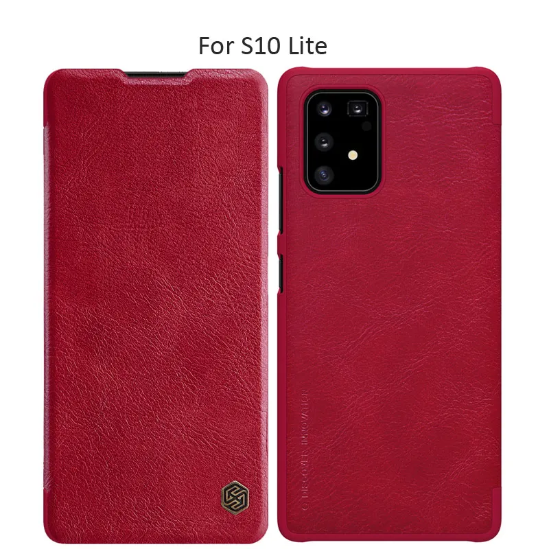 Кожаный флип-чехол Nillkin Qin для samsung Galaxy S10 Plus 5G S9 Plus Lite - Цвет: Retro red