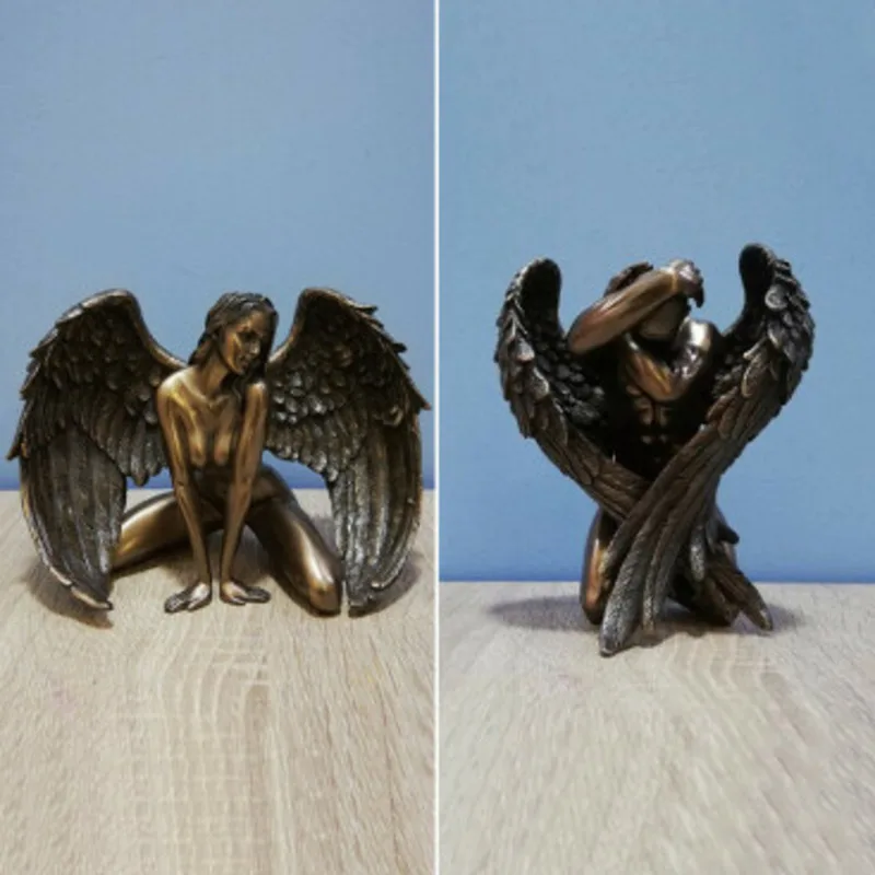 

Lovers Angel Wings Statue Figure Creative Resin Crafts Simple New Sculpture Home Bedroom Decoration