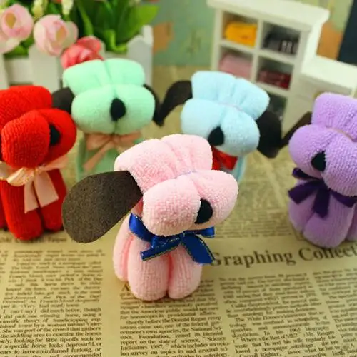 

Cute Dog Cake Shape Towel Soft Breathable Cotton Washcloth Wedding Gifts Present Festive & Party Supplies Random Color