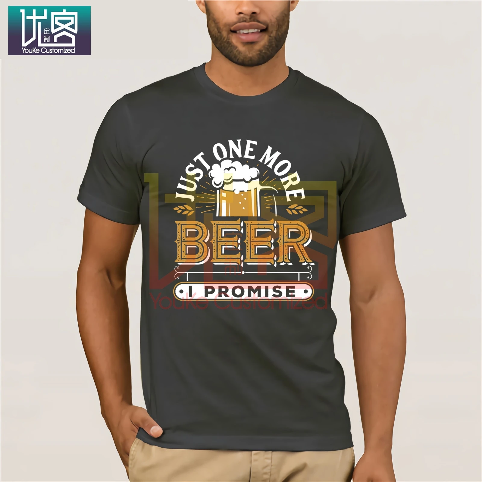 Крутая футболка JusT-One More Beer I Promise мужские футболки Harajuku забавная Мужская с