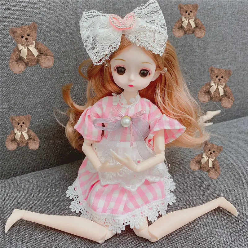 

New 30CM Bjd Doll for Girl Joints Doll with Fashion Dress DIY Doll Dress Up Gifts for Girl Toy Christmas Gifts