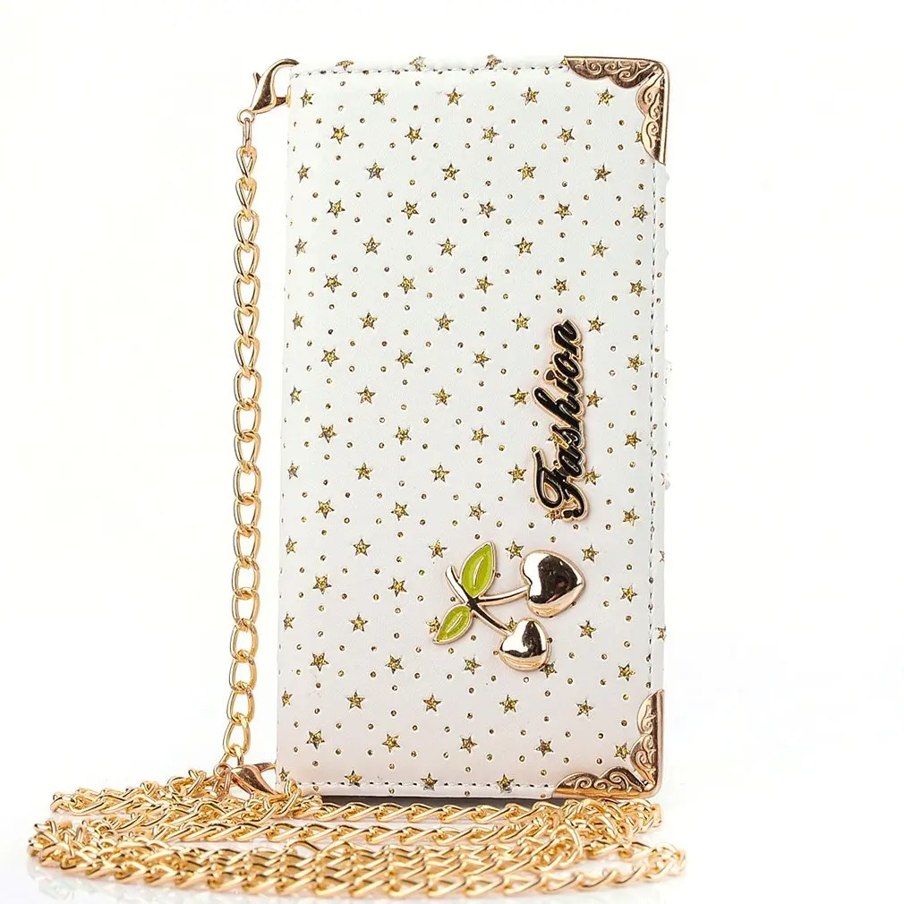 Звездный и вишневый узор PU кожаный откидной Чехол кошелек с подставкой для iPhone6