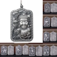 bocai s999 sterling silver bodhisattva pendant retro original popular guardian heart sutra pure argetnum amulet jewelry for men