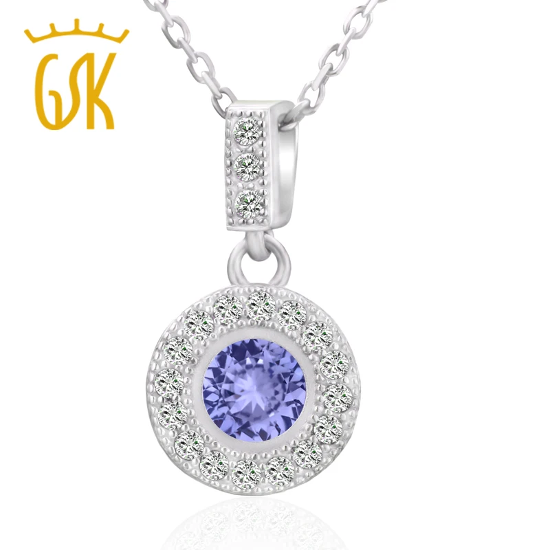 Ожерелье с подвеской GemStoneKing из стерлингового серебра 925 пробы натуральным синим