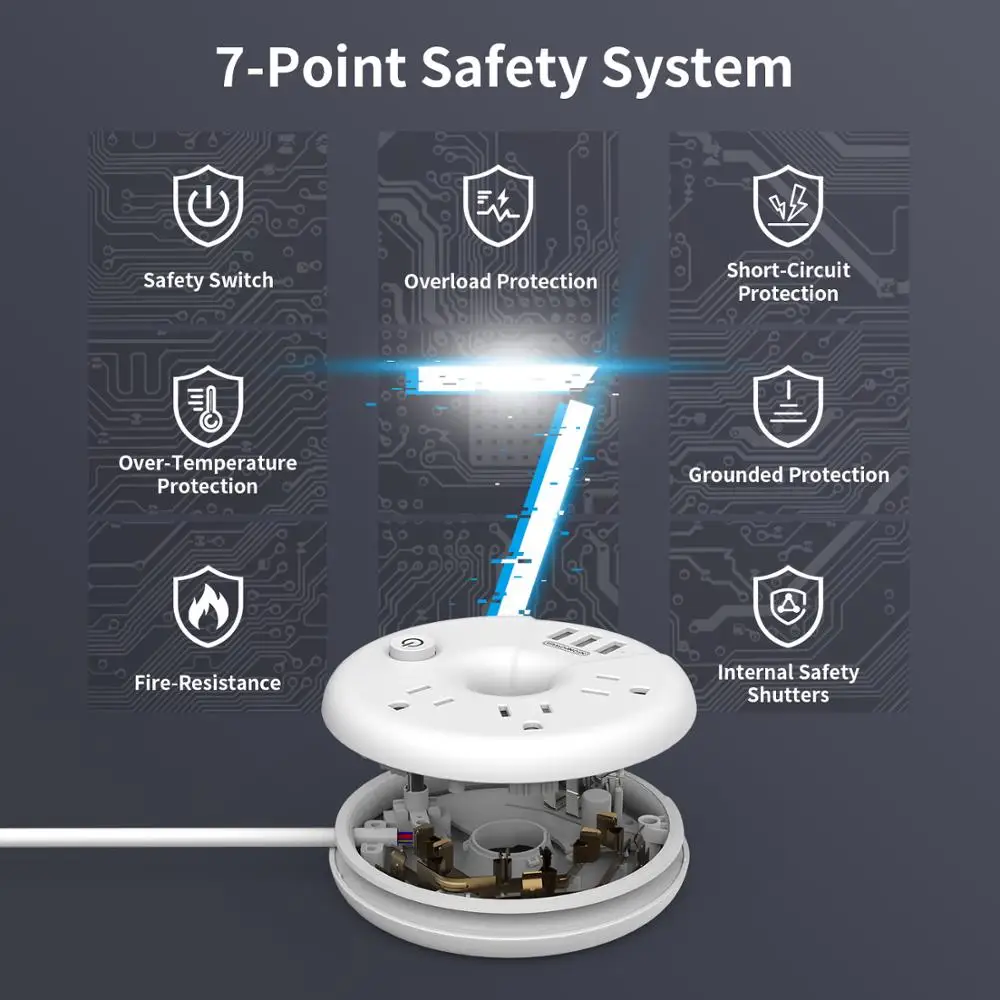 NTON POWER USB лента питания с 15 футовым удлиненным удлинителем 3 выхода Настольная