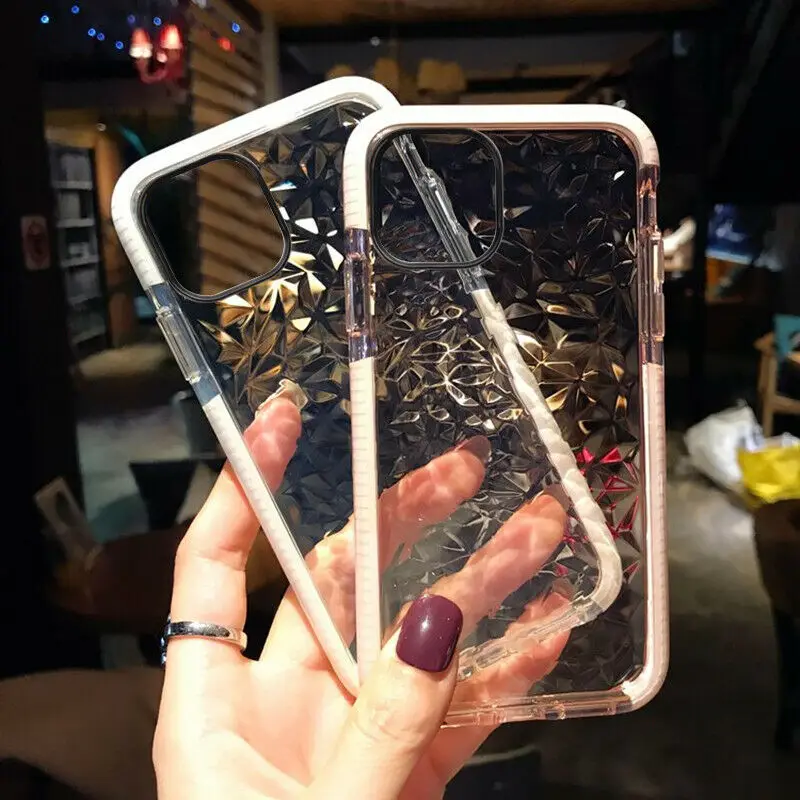 Clear Silicon Case for IPhone SE 2020 11 Pro Max Xs X Xr Diamond Design Slim Shockproof Soft Cover 8 7 Plus 6 6s 5 5s |
