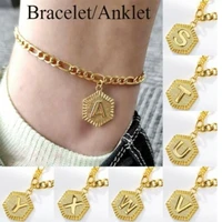 initial letter anklets women mens gold color leg chain letter ankle bracelet a z