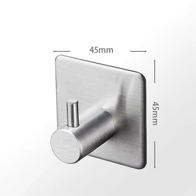 

Single Hooks Black Stainless Steel Adhesive Bathroom Towel Hooks Family Hat Key Hooks Wall Free Of Nail Adhesive Kitchen