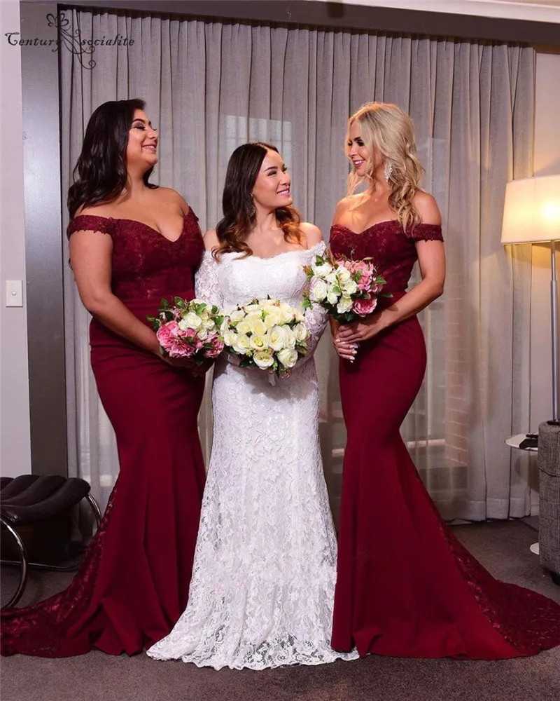 Pink Long Lace Bridesmaid Dresses Mermaid Off Shoulder Zipper Sweep Train Cheap Wedding Guest Dress Maid Of Honor Prom Gown 2020 | Свадьбы и