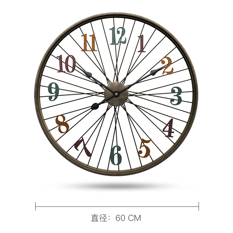 

Hot-selling coffee shop bar personality metal antique wall clock living room creative silent clock
