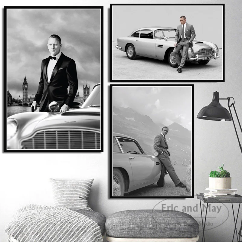 Горячая 007 классический фильм рисунок на холсте Плакаты и принты настенные
