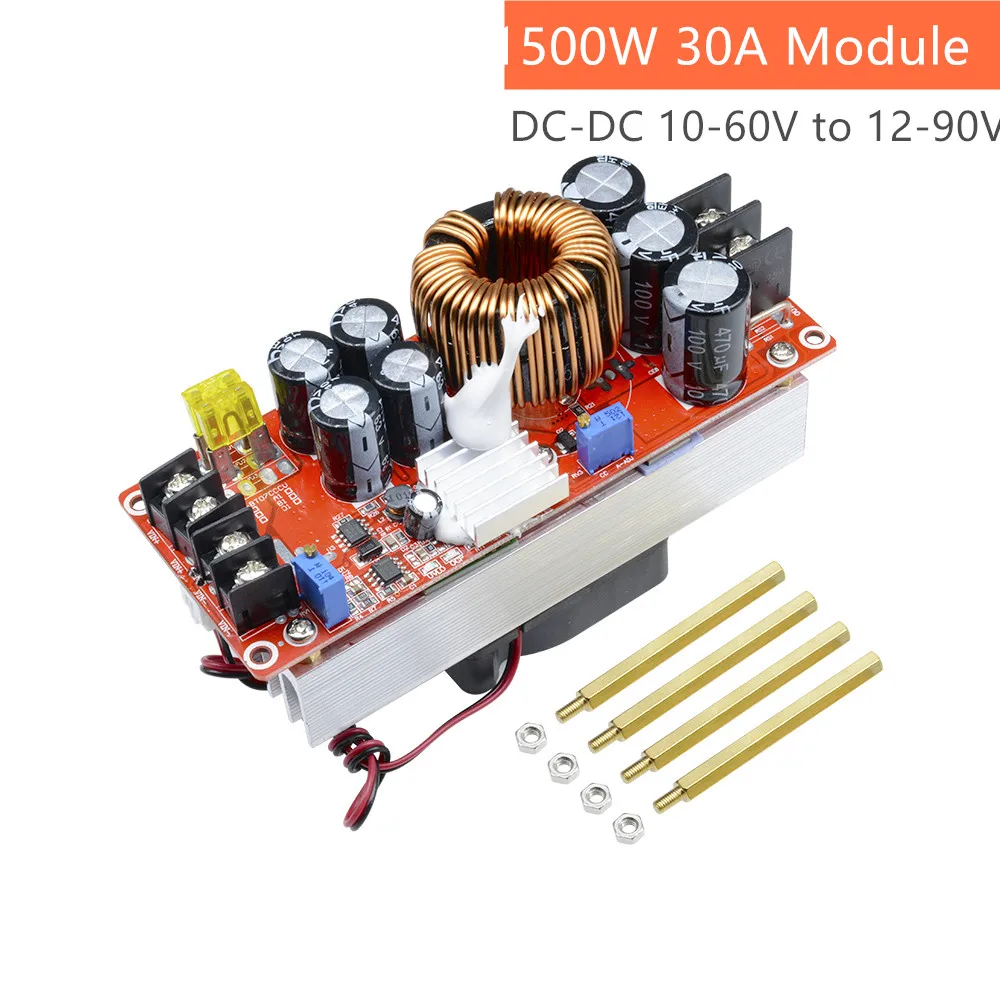 1500W 30A 1500 Вт 30A Повышающий Модуль повышающий преобразователь постоянного тока модуль питания с вентилятором DC-DC 10-60 В до 12-90 в Регулируемый Модуль - Цвет: 1500W 30A