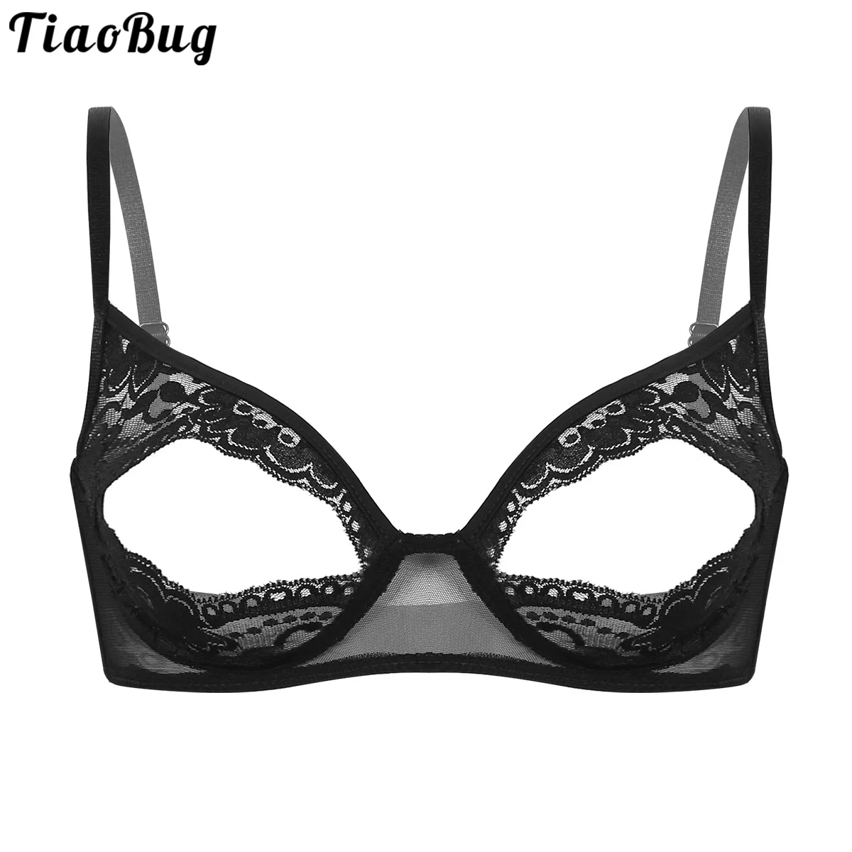 

Женское нижнее белье TiaoBug, мягкий прозрачный кружевной Цветочный регулируемый бюстгальтер без косточек на тонких бретельках и без подкладк...