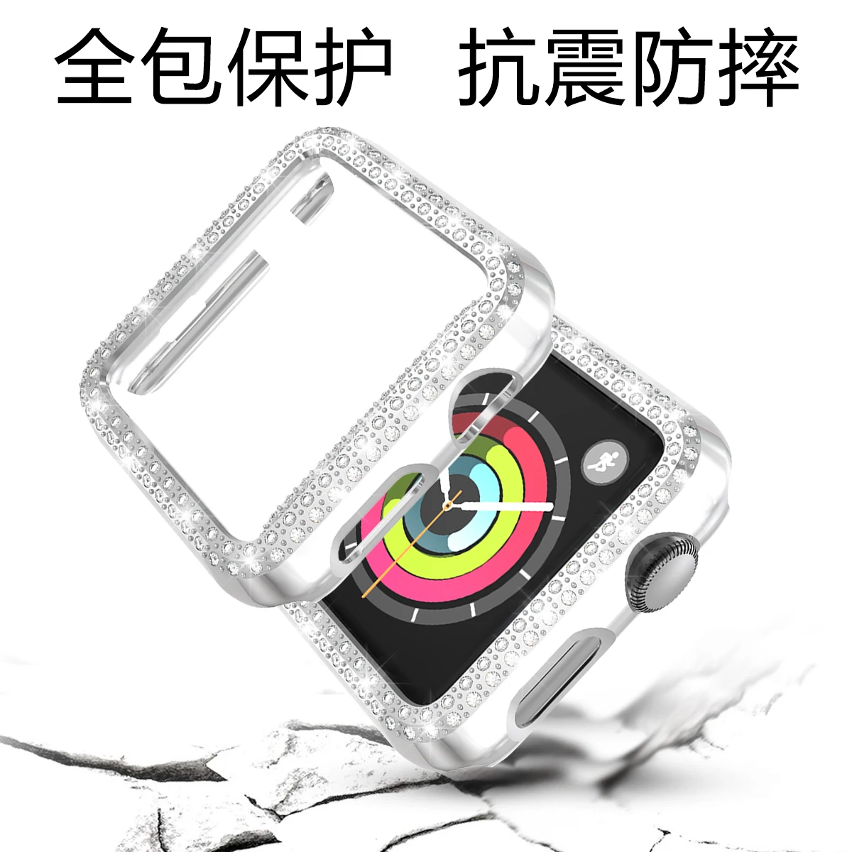 Чехол для часов с двумя алмазами для apple watch 5, 4, 3, 2, чехол 38 мм, 42 мм, 40 мм, 44 мм, защитный чехол для экрана для iWatch Series 5, 4