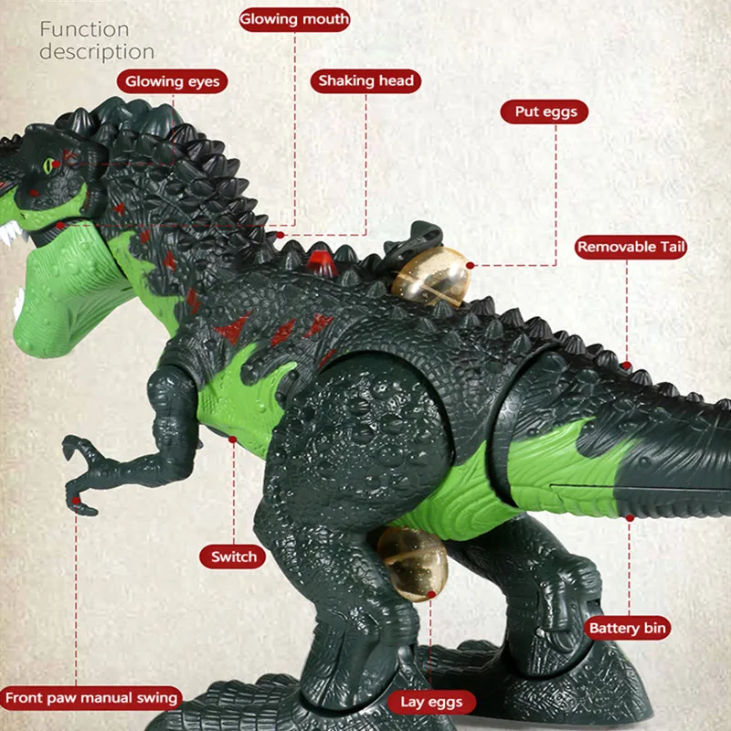 46см Большой 2,4Гр ц робот-динозавр С музыкой Свет Звук Высокая Симуляция Спрей-огонь Разместить Яйца Динозавра Робот Игрушка Ребенка Подарки