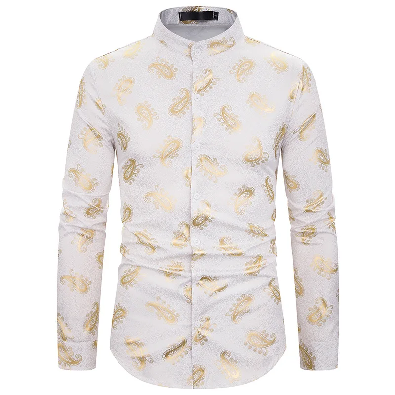 Мужская повседневная одежда Nightlcub рубашки 2019 модная рубашка Хенли с пейсли