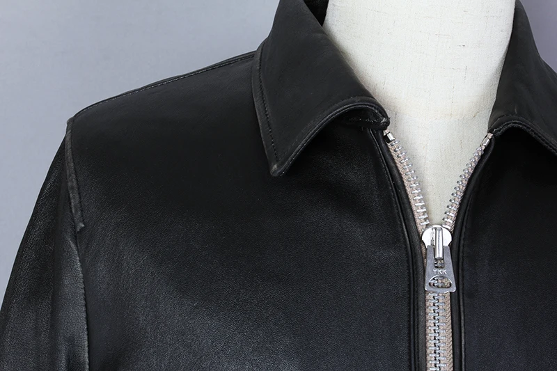 

2019 Casual Vintage Genuine Leather Jacket Men Slim Fit Sheepskin Real Leather Coat Motorcycle Biker Leather Clothing for Male