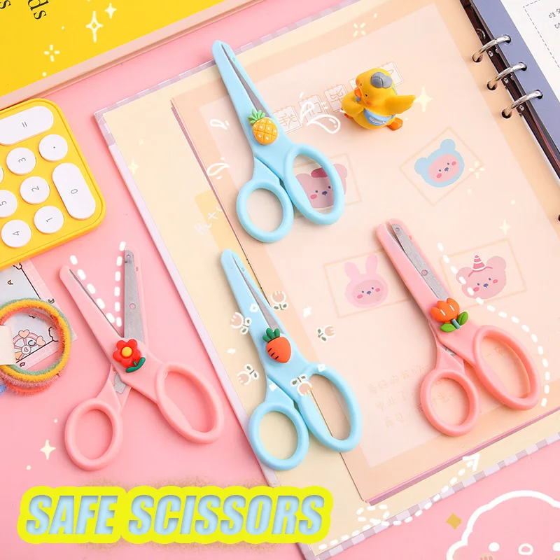 

Ins Safety Scissors Cute Strawberry Art Scissors Students Round Head DIY Paper Cutting Office Portable Small Stationery Scissors