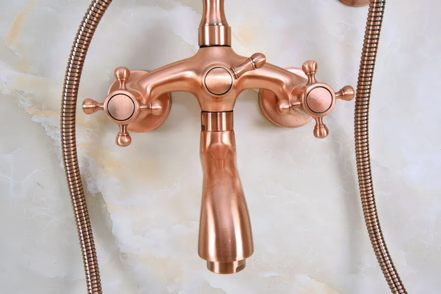 Современная античная красная медь ванная комната кран настенный смеситель