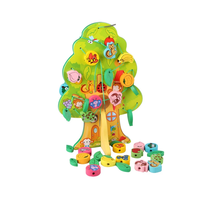 

3D DIY Colorful Wooden Toy Animal Fruit Tree House Stringing Beads Baby Birthday Gift Children Favor Educational & Learning Toy