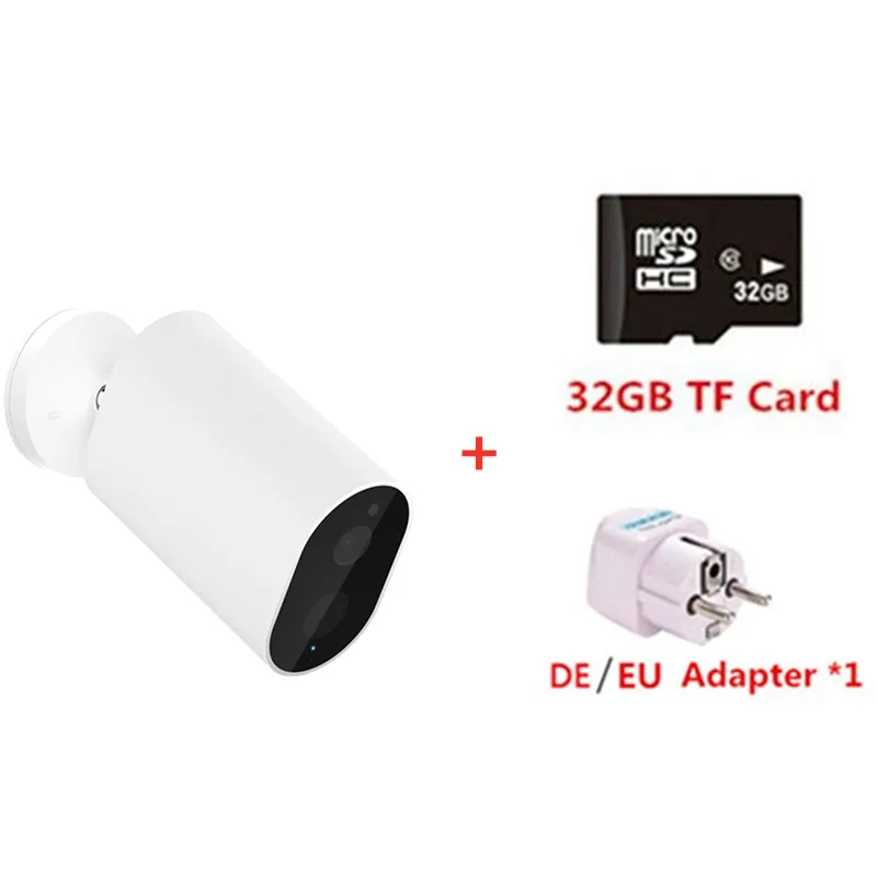 add DE adapter card Оригинальная смарт-камера Xiaomi 1080P с батарейным шлюзом 120 градусов F2.6 IP65 AI гуманоидное Обнаружение WiFi IP Беспроводная камера Cam - Цвет: add DE adapter card