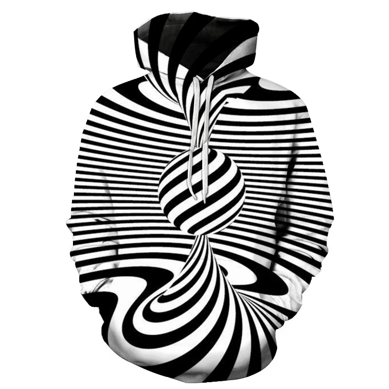 2019 fashion trend youth hoodies black white tornado swirl ball 3D printing pullover men women loose pocket sportswear Asian 6XL | Мужская