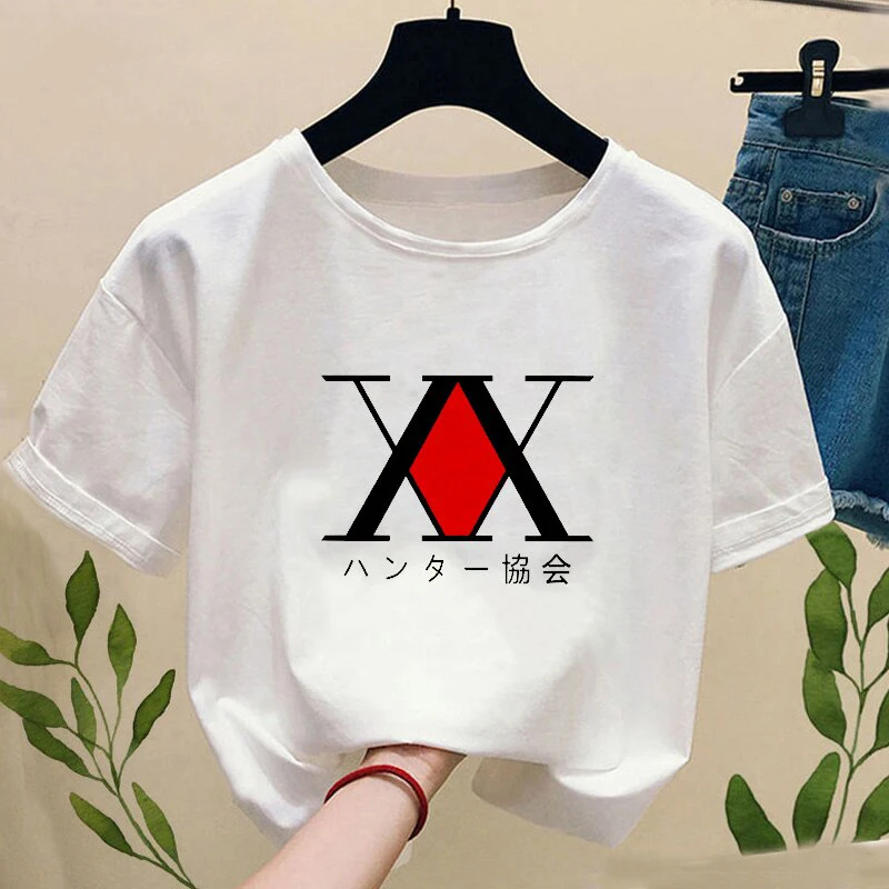 

Hunter X Hunter HxH Japanese Anime print Women's T-shirt Fashion Japanese cartoon Harajuku casual white women's short sleeves