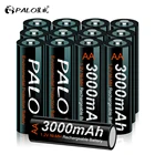PALO 1,2 V AA перезаряжаемая батарея 3000mAh Ni-MH AA Аккумуляторная батарея для фонарика батареи AA