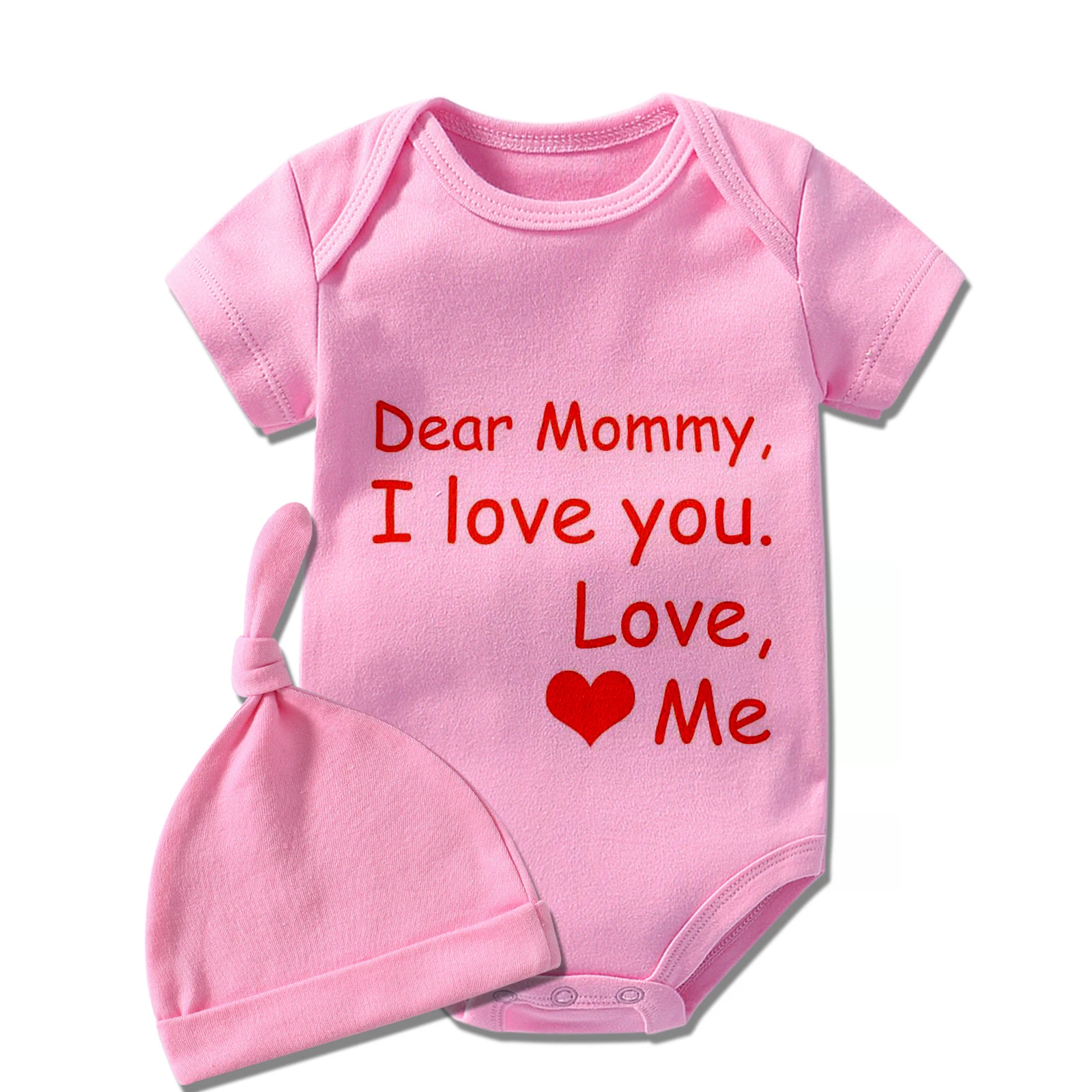 

YSCULBUTOL Baby Cotton Short Romper A Gift For Mother On The First Mother's Day Twin Baby Clothes With Hat