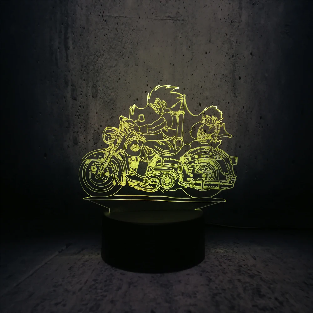 Гоку отец и Готен сын езда Мотоцикл 3D лампа Led ночник подарок на день рождения