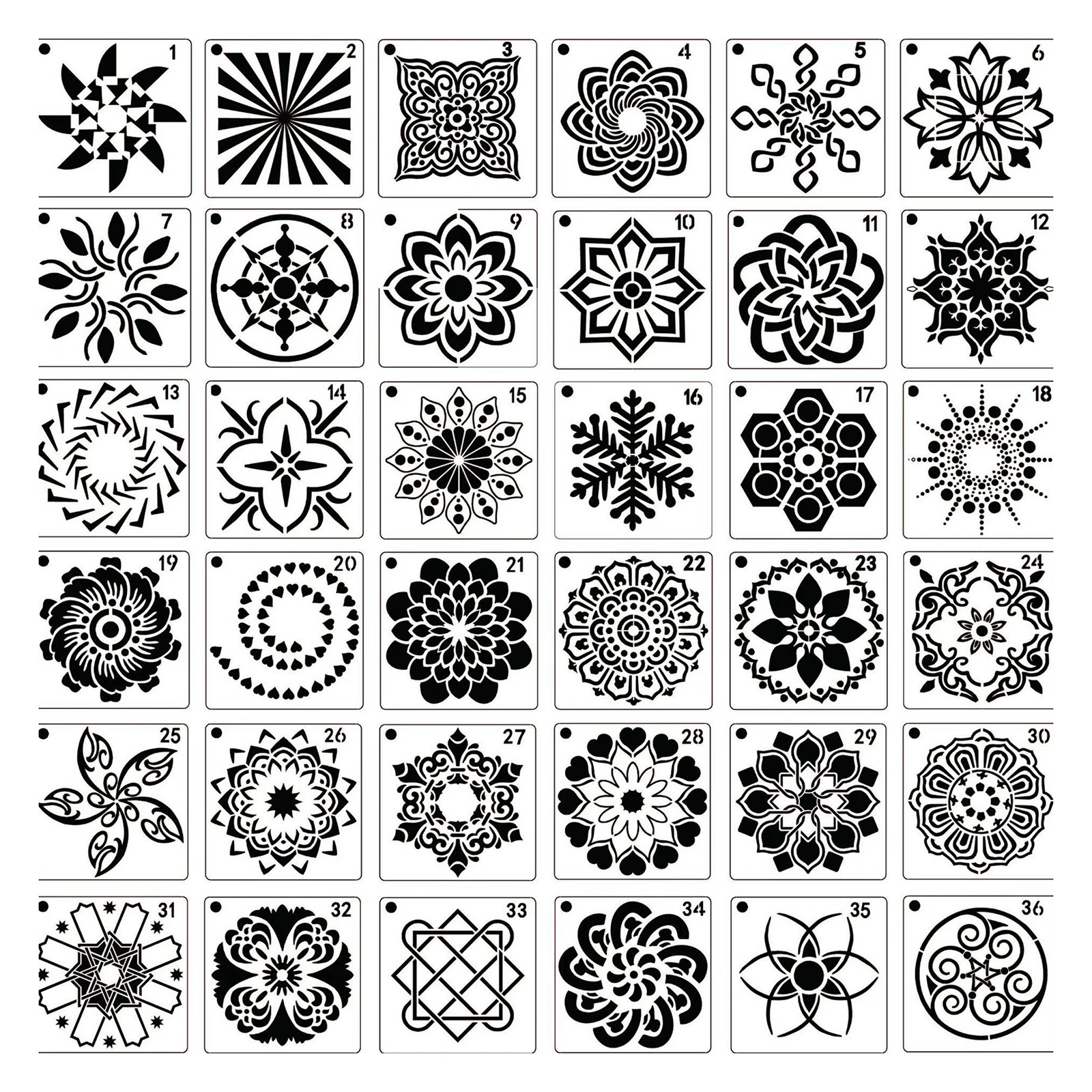

36 Pack Mandala Dot Patterns Drawing for DIY Rock Painting 3.6x3.6 Inches