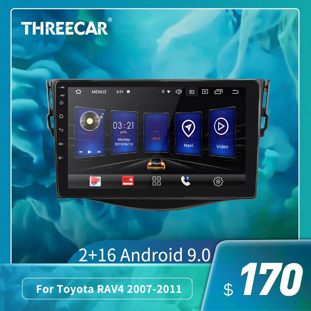 Threecar 2din Android 9 Ouad Core PX6 автомобильный Радио стерео для Toyota RAV4 2007 2011 GPS Navi Аудио Видео