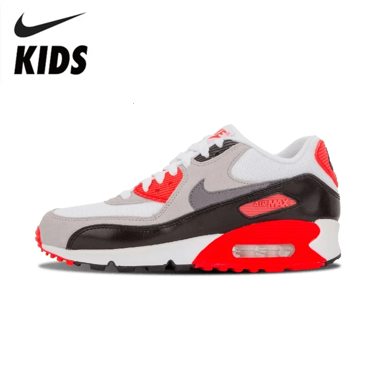 Nike Air Max 90 Prem Mesh(GS) Новое поступление, оригинальные детские кроссовки для бега, удобные детские спортивные кроссовки на открытом воздухе#724882-100