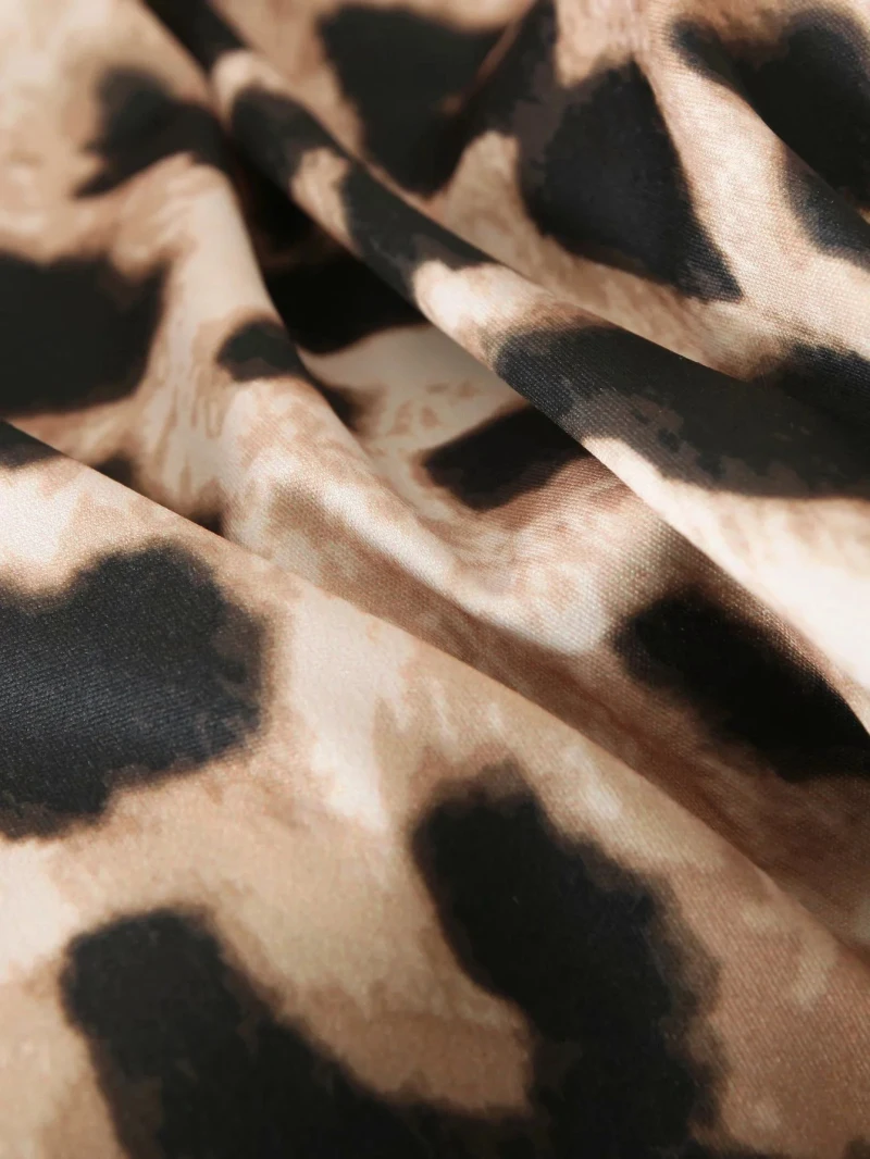 

Vintage Sexy Leopard Printed Backless Blouse Women Fashion Turtleneck Long Sleeve Shirts Female Chic Tops