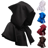 unisex halloween party medieval cloak renaissance victorian knights wizard cosplay black white shawl hood cape hat