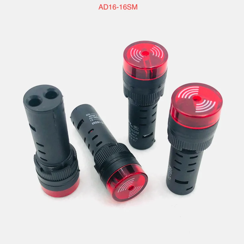 10 шт./лот AD16 16SM 16 мм AC/DC 12 В 24 110 AC220V сирена зуммер красный светодиодный активный
