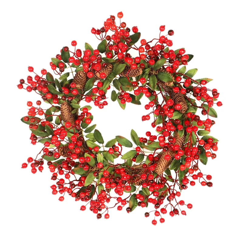 Большой венок из ротанга Pinecone Рождественский украшение для двери на окно
