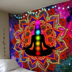 

Indian Buddha Meditation Chakra Tapestry Wall Hanging Mandala Tapestries Wall Cloth Carpet Bed Cover Home Decor