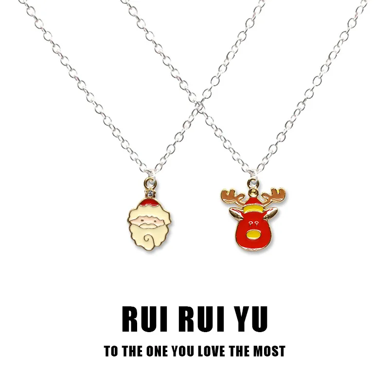 

Fashion Christmas Jewelry Santa Claus Christmas Tree Dear Cute Pendant Necklace For Women Girls Party Gift Decoration