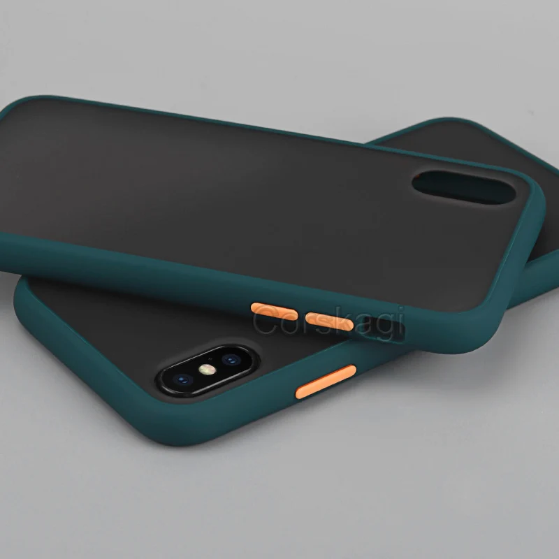 Двухцветный матовый чехол для iphone 11 Pro XS Max 7 8 6 6s Plus X 10 XR цветная Кнопка PC + Мягкий