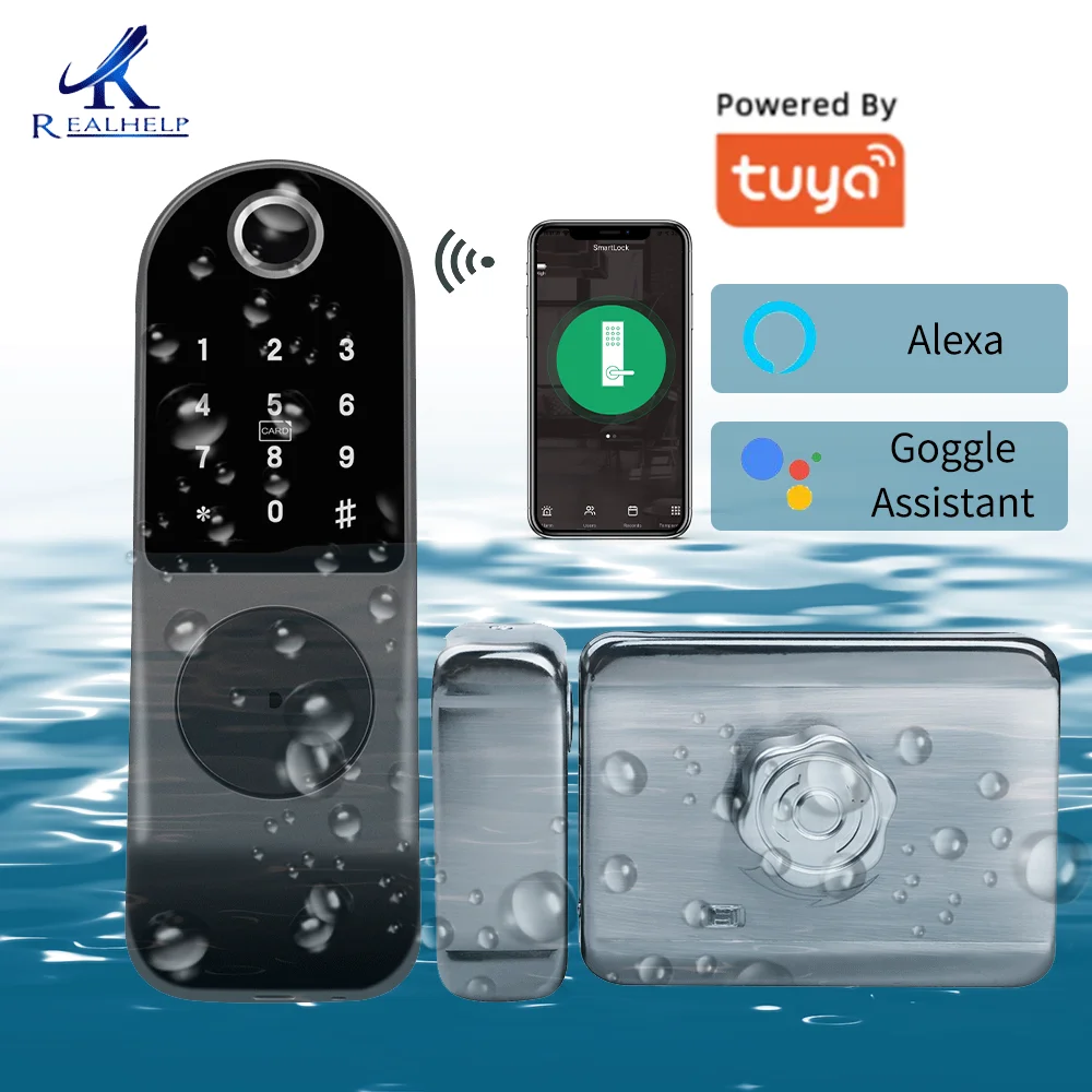 Voice Command Fingerprint Door Lock Keyless Entry Outdoor Bluetooth Door Lock Tuya App System Controls For Home Use