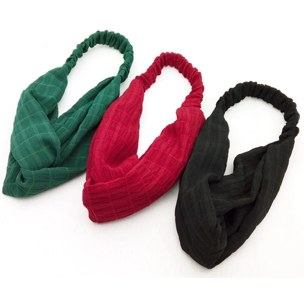 

Women's Summer Headband Vintage Cross Knot Turban Elastic Hair Bands Soft Solid Women Girls Hairband Headwear Hair Accessories