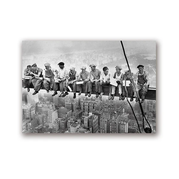 

Lunch Atop A Skyscraper Canvas Painting Black White Wall Art Picture Modern Home Decor City Landscape Wall Picture Prints Poster