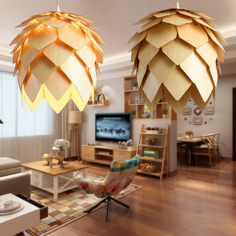 Деревянные шишки светодиодные подвесные светильники DIY Паб Клуб ресторан