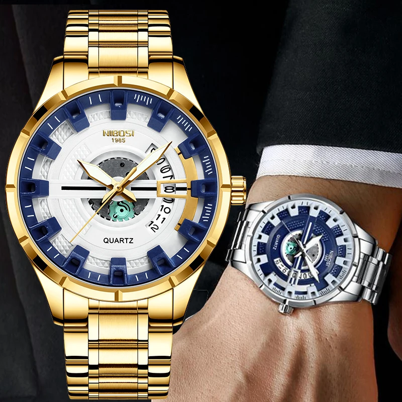 NIBOSI 2021 Classic Mens Watches Gold Top Luxury Brand Relogio Masculino Simple Quartz Wristwatches Man Male Clock Drop Shipping