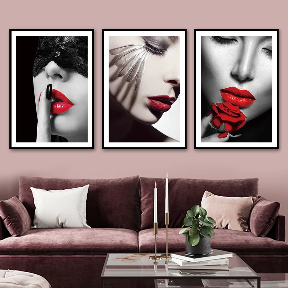

Modern Fashion Girl Portrait Rose Flower Wall Art Canvas Painting Nordic Posters And Prints Wall Pictures For Living Room Decor